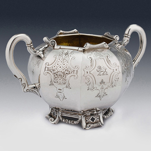 Antique sterling silver sugar bowl gilt benjamin preston