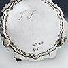 London hallmarks to silver waiter base with initials 