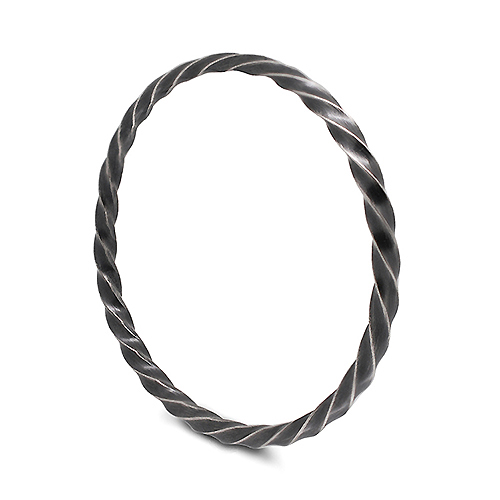 Oxidized sterling silver twisted bangle