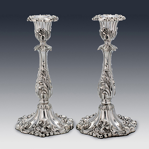 Antique sterling silver Georgian and Victorian candlesticks and candelabras