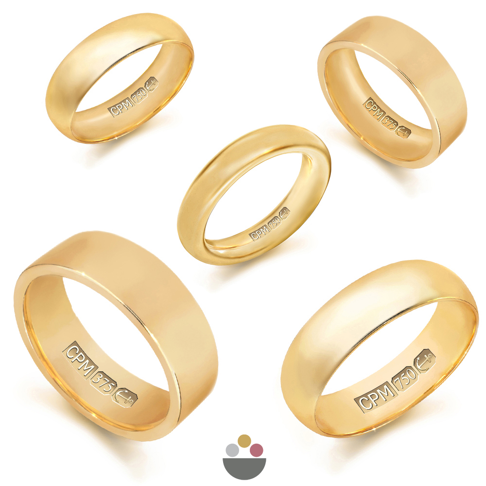 9ct and 18ct yellow gold  wedding rings and bands