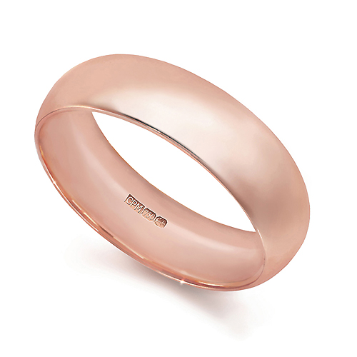 18ct Rose gold 750 court wedding ring