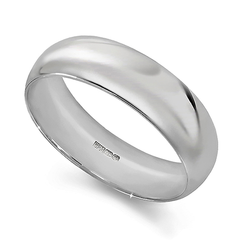 18ct White gold 750 court wedding ring