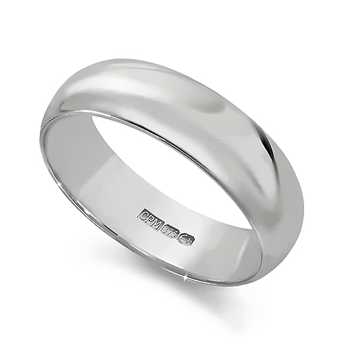 9ct White gold 375 d-shape wedding ring