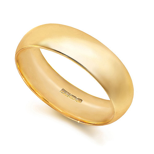 18ct Yellow gold 750 court wedding ring