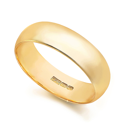 18ct Yellow gold 750 d-shape wedding ring
