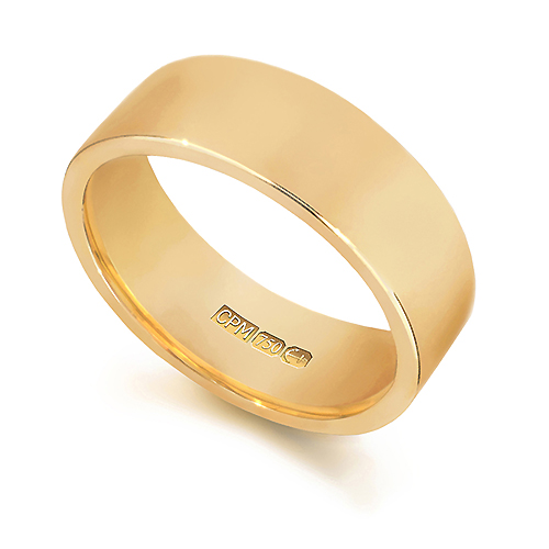 18ct Yellow gold 750 flat wedding ring